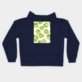 Shibori Kumo tie dye lime green dots over white Kids Hoodie